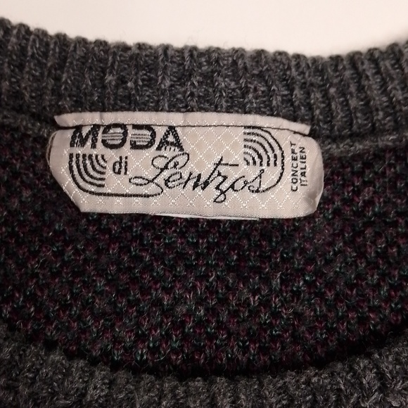 Moda di lentzos mens wool sweater size medium aztec geometric print green blue - Picture 2 of 6